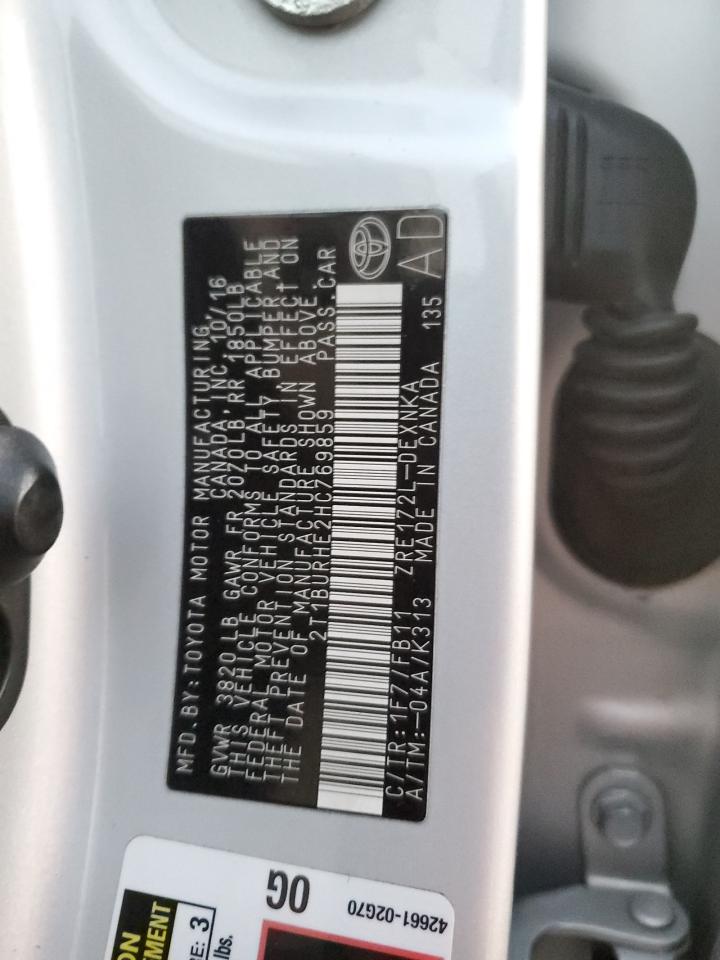 2017 Toyota Corolla VIN 2T1BURHE2HC769859 Copart auction photo, rear end / front end damage thumbnail 13