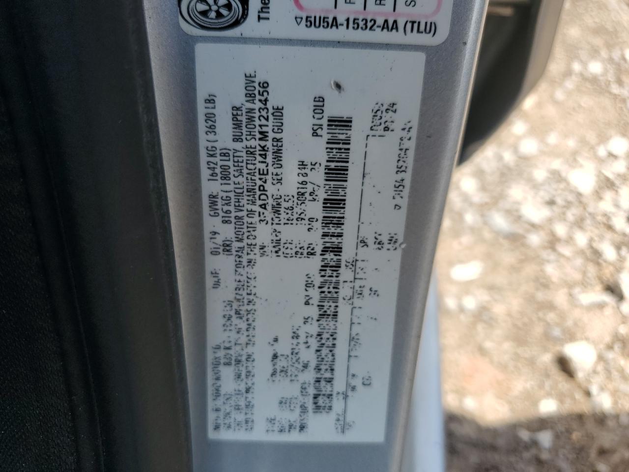 2019 Ford Fiesta VIN 3FADP4EJ4KM123456 Copart auction photo, front end / side damage thumbnail 12