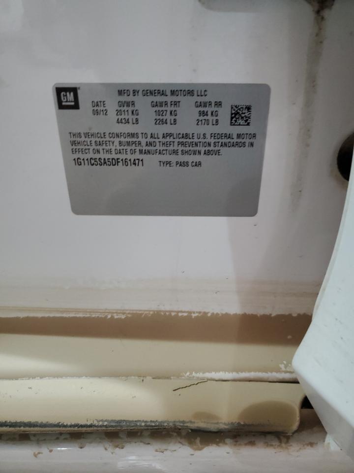 2013 Chevrolet Malibu VIN 1G11C5SA5DF161471 Copart auction photo, water/flood / mechanical damage thumbnail 12