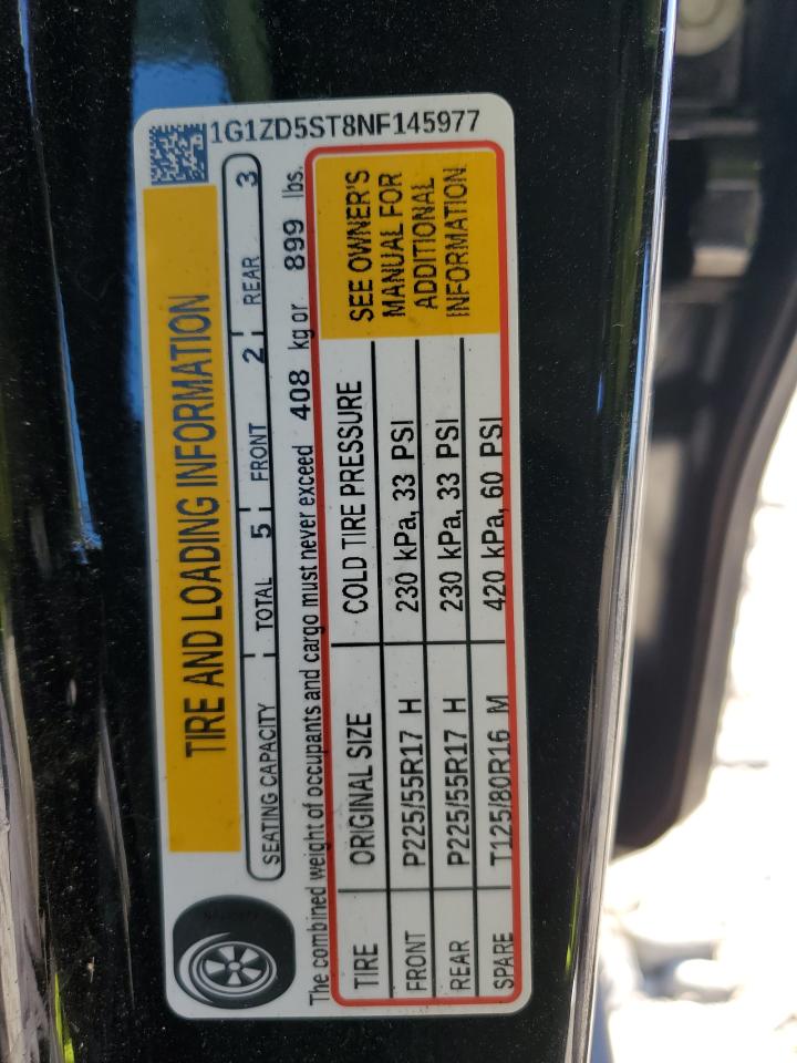 2022 Chevrolet Malibu VIN 1G1ZD5ST8NF145977 Copart auction photo, front end damage thumbnail 14