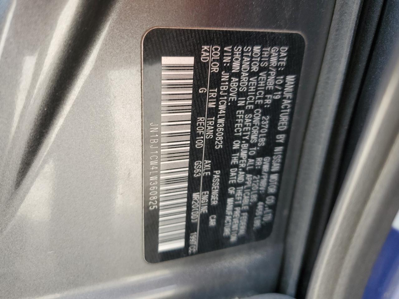 2020 Nissan Rogue VIN JN1BJ1CW4LW360825 Copart auction photo, water/flood damage thumbnail 14