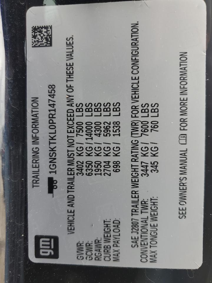2023 Chevrolet Tahoe VIN 1GNSKTKL0PR147458 Copart auction photo, normal wear / minor dent/scratches damage thumbnail 13