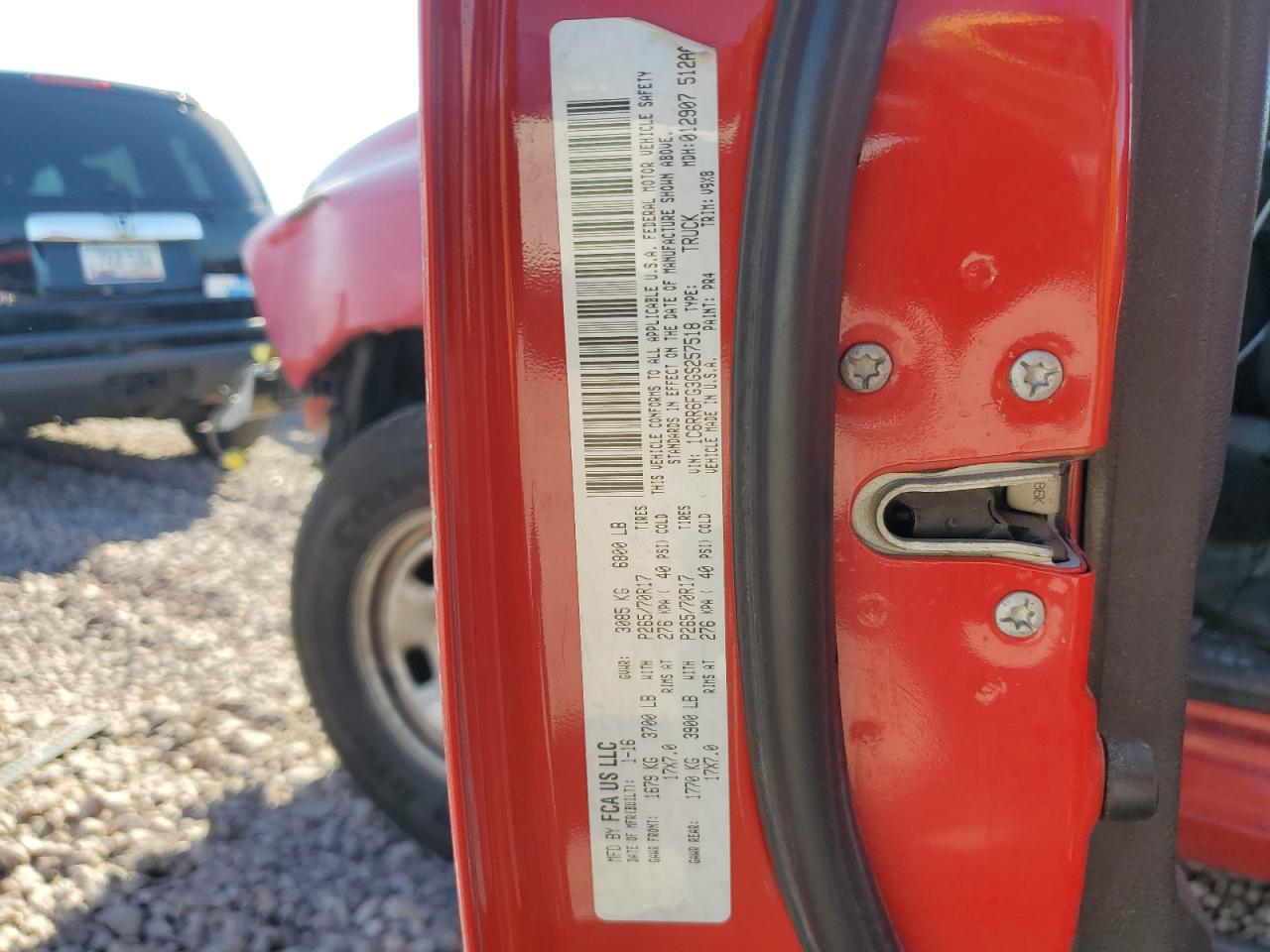 2016 RAM 1500 VIN 1C6RR6FG3GS257518 Copart auction photo, front end damage thumbnail 12