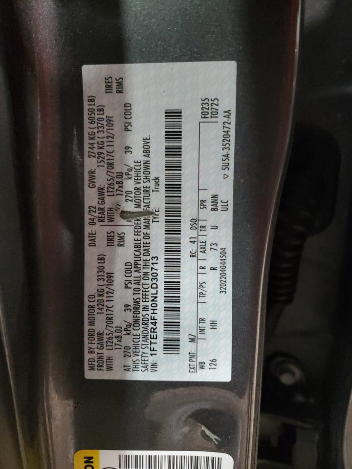 2022 Ford Ranger VIN 1FTER4FH0NLD30713 Copart auction photo, front end damage thumbnail 12