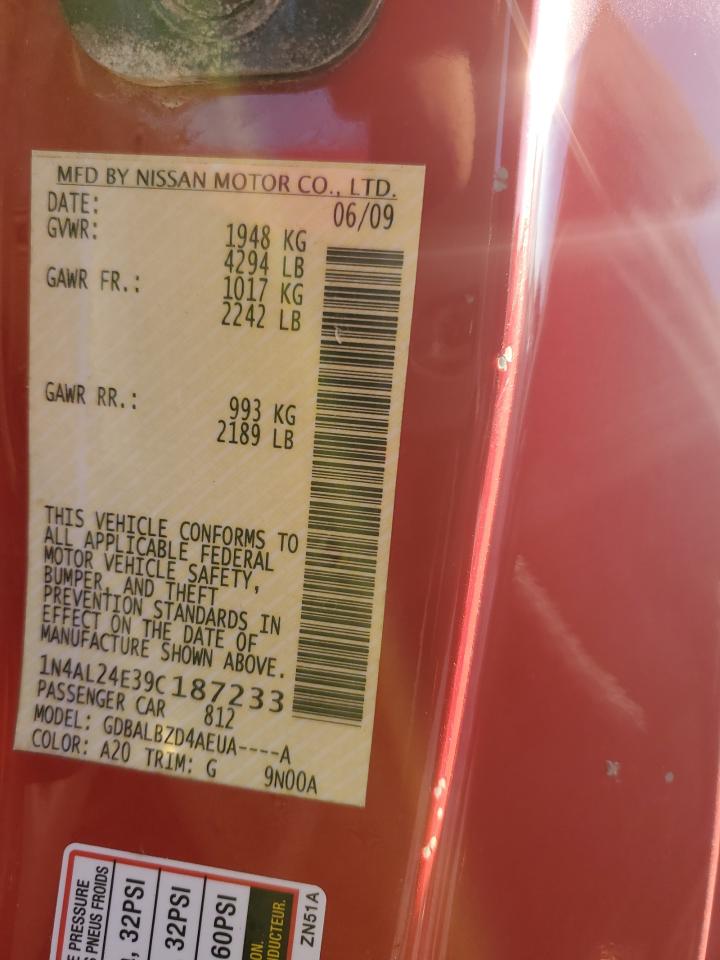 2009 Nissan Altima VIN 1N4AL24E39C187233 Copart auction photo, front end damage thumbnail 14