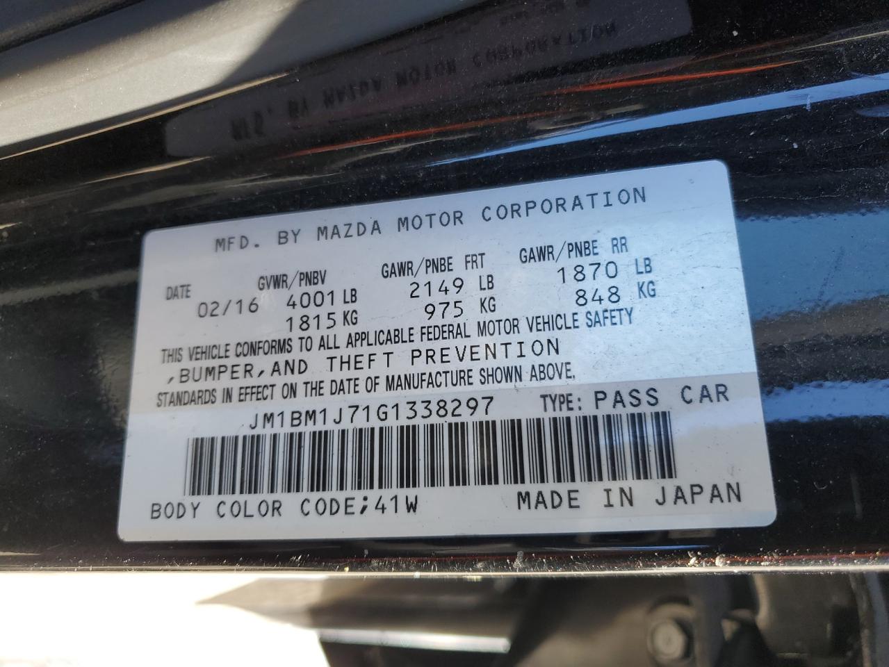 2016 Mazda 3 VIN JM1BM1J71G1338297 Copart auction photo, front end / minor dent/scratches damage thumbnail 12