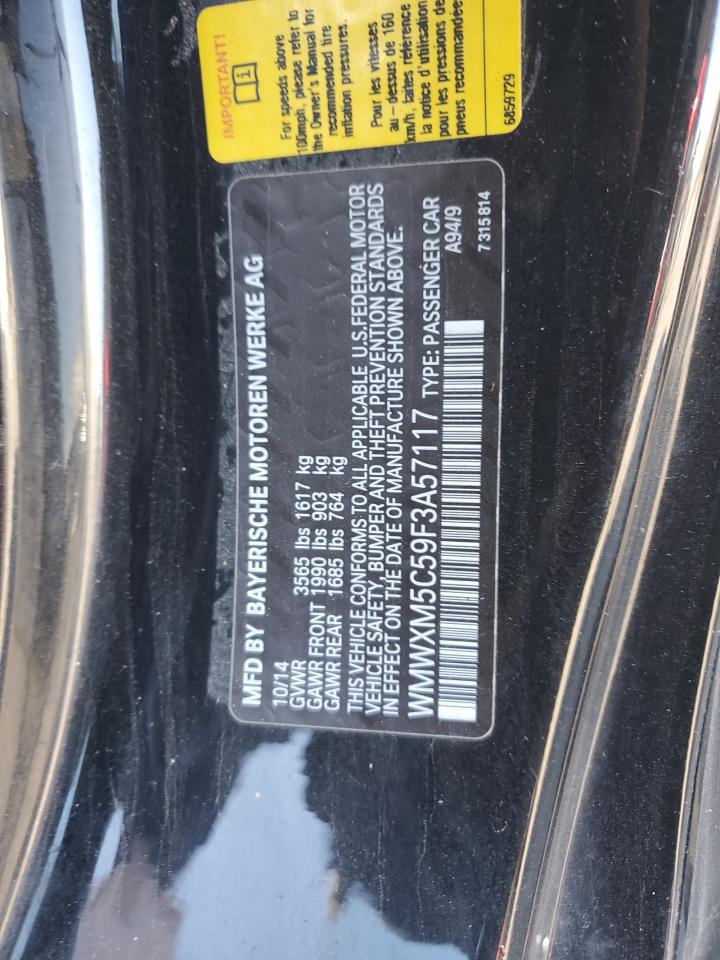 2015 MINI Cooper VIN WMWXM5C59F3A57117 Copart auction photo, front end damage thumbnail 13