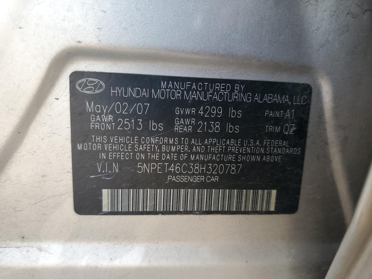 2008 Hyundai Sonata VIN 5NPET46C38H320787 Copart auction photo, front end damage thumbnail 15