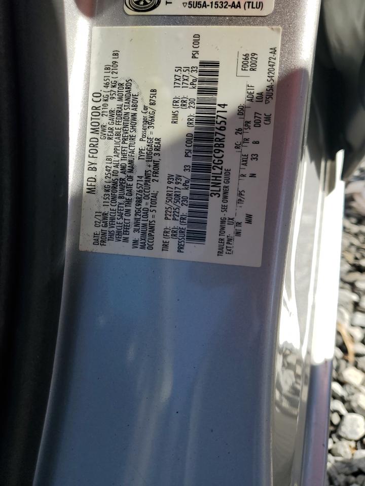 2011 Lincoln MKZ VIN 3LNHL2GC9BR765714 Copart auction photo, front end damage thumbnail 13