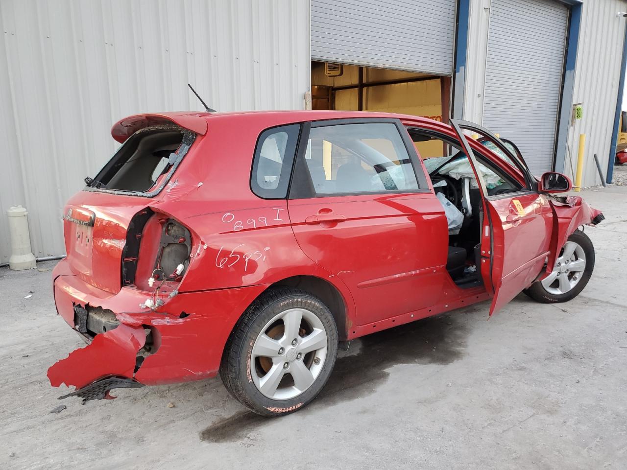 2009 KIA Spectra VIN KNAFE241295023187 Copart auction photo, all over damage thumbnail 3