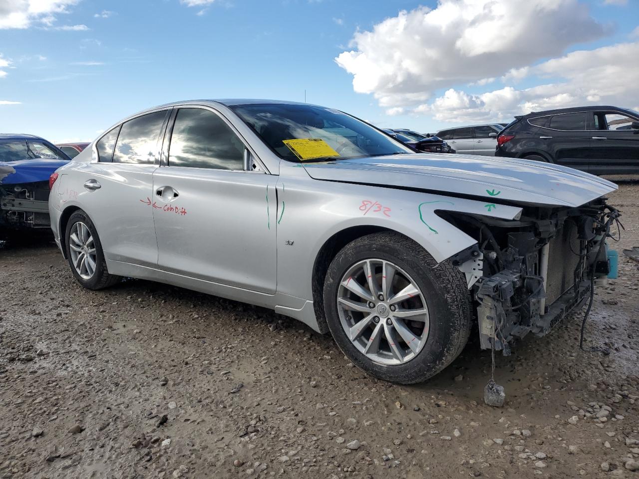 2014 Infiniti Q50 VIN JN1BV7AR4EM697353 Copart auction photo, front end damage thumbnail 4
