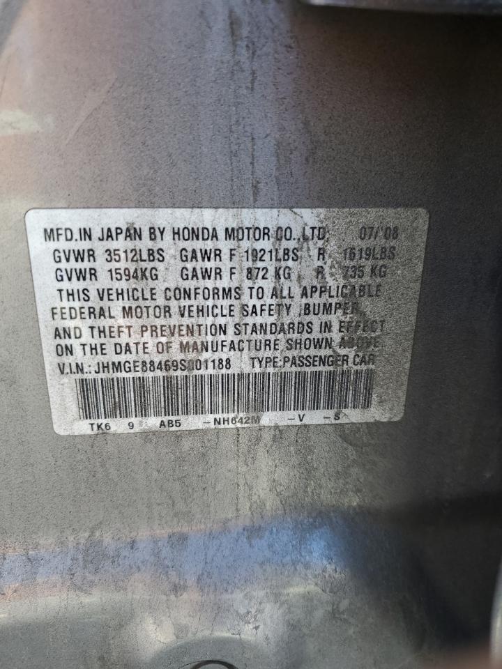 2009 Honda Fit VIN JHMGE88469S001188 Copart auction photo, rear end damage thumbnail 13