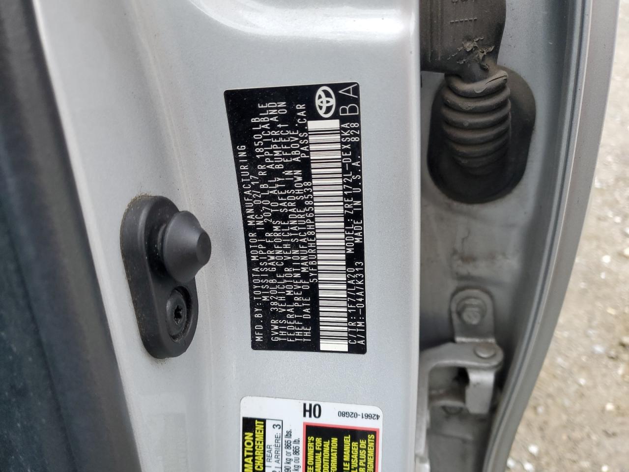 2017 Toyota Corolla VIN 5YFBURHE8HP658538 Copart auction photo, rear end / side damage thumbnail 12