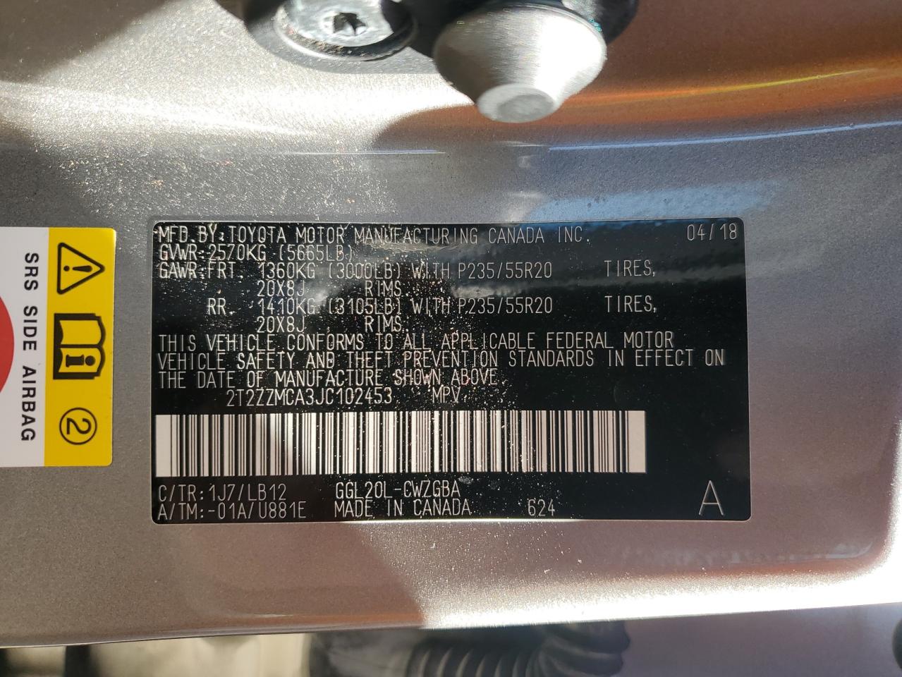 2018 Lexus RX VIN 2T2ZZMCA3JC102453 Copart auction photo, front end / rear end damage thumbnail 15