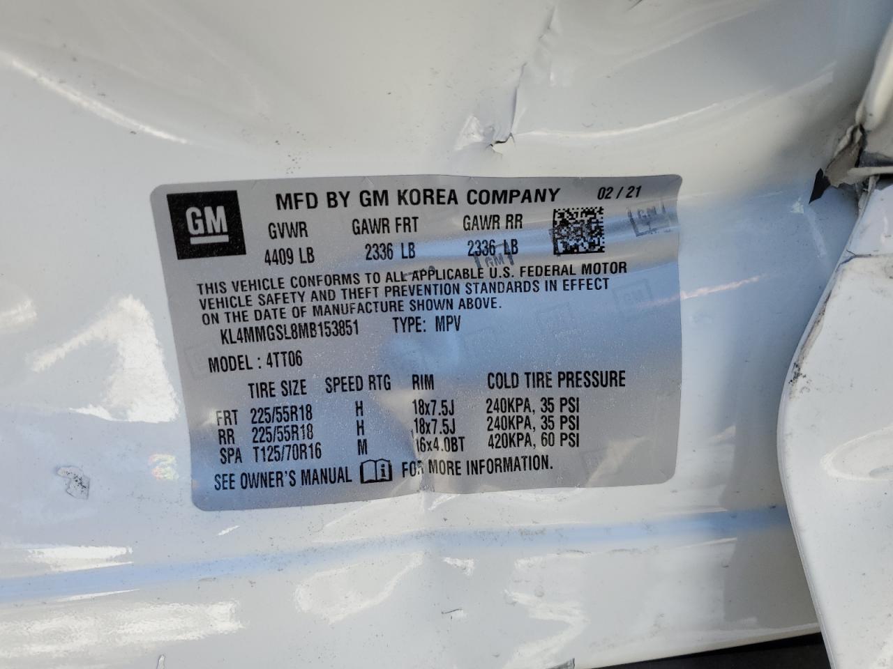 2021 Buick Encore VIN KL4MMGSL8MB153851 Copart auction photo, side damage thumbnail 12