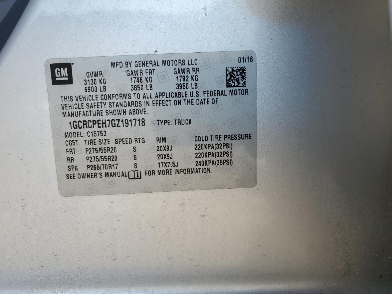 2016 Chevrolet Silverado VIN 1GCRCPEH7GZ191718 Copart auction photo, all over damage thumbnail 15