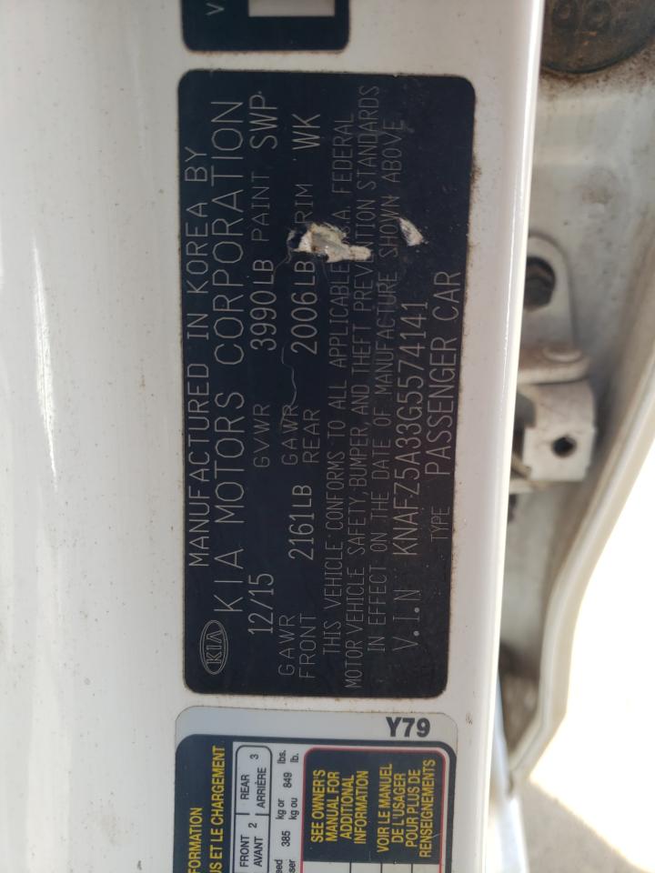2016 KIA Forte VIN KNAFZ5A33G5574141 Copart auction photo, hail damage thumbnail 12