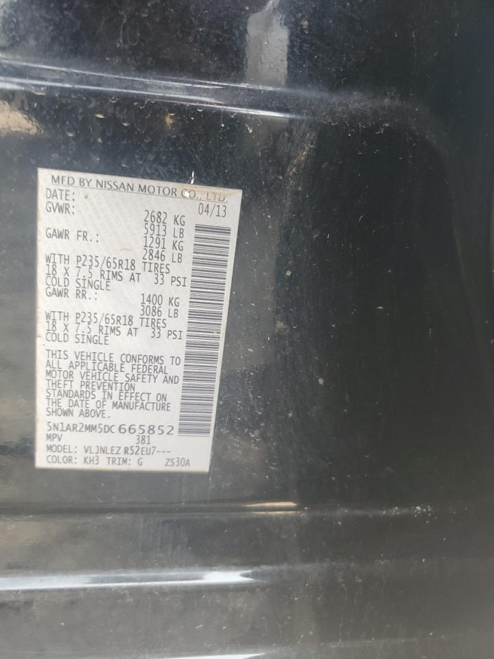 2013 Nissan Pathfinder VIN 5N1AR2MM5DC665852 Copart auction photo, mechanical damage thumbnail 13