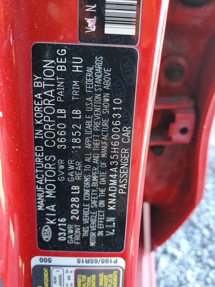 2017 KIA Rio VIN KNADM4A35H6006310 Copart auction photo, rear end / minor dent/scratches damage thumbnail 14