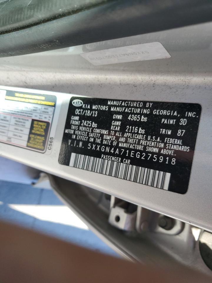 2014 KIA Optima VIN 5XXGN4A71EG275918 Copart auction photo, front end damage thumbnail 14