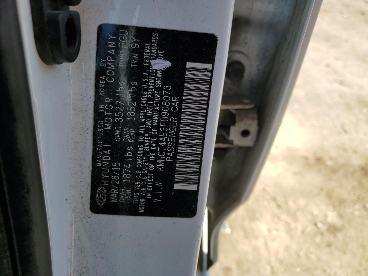 2015 Hyundai Accent VIN KMHCT4AE3FU908073 Copart auction photo, front end damage thumbnail 12