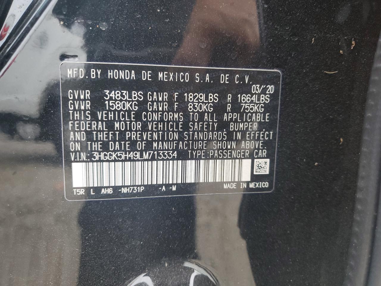 2020 Honda Fit VIN 3HGGK5H49LM713334 Copart auction photo, water/flood damage thumbnail 13