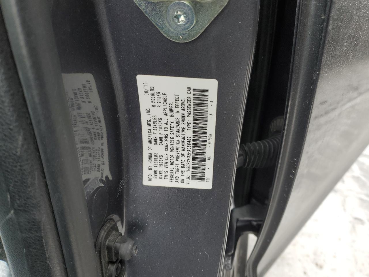 2017 Honda Accord VIN 1HGCR2F32HA066489 Copart auction photo, front end damage thumbnail 12