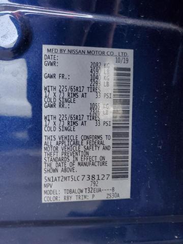 2020 Nissan Rogue VIN 5N1AT2MT5LC738127 Copart auction photo, normal wear damage thumbnail 12