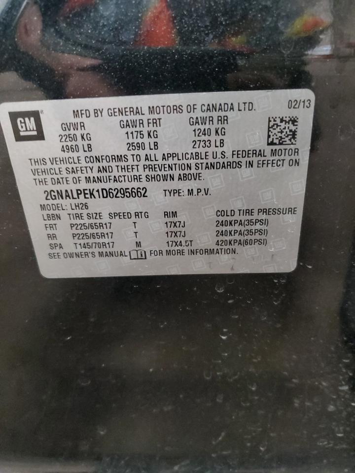 2013 Chevrolet Equinox VIN 2GNALPEK1D6295662 Copart auction photo, all over damage thumbnail 13