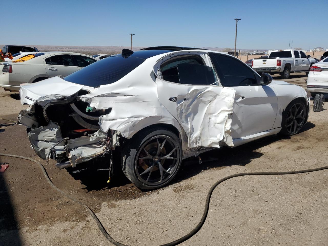 2020 Alfa Romeo Giulia VIN ZARFAMAN1L7634962 Copart auction photo, rear end / side damage thumbnail 3