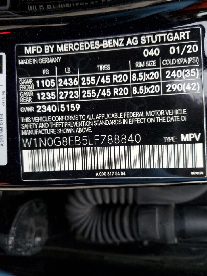2020 Mercedes-Benz GLC VIN W1N0G8EB5LF788840 Copart auction photo, front end damage thumbnail 15