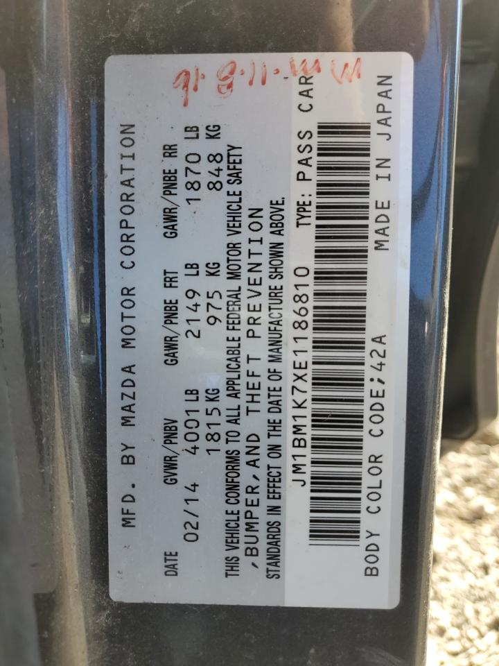 2014 Mazda 3 VIN JM1BM1K7XE1186810 Copart auction photo, front end / undercarriage damage thumbnail 12