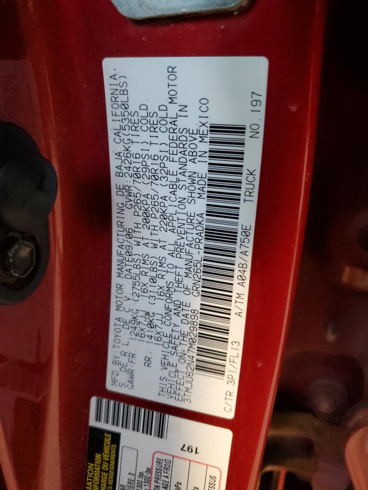 2007 Toyota Tacoma VIN 3TMJU62N47M029898 Copart auction photo, front end damage thumbnail 12