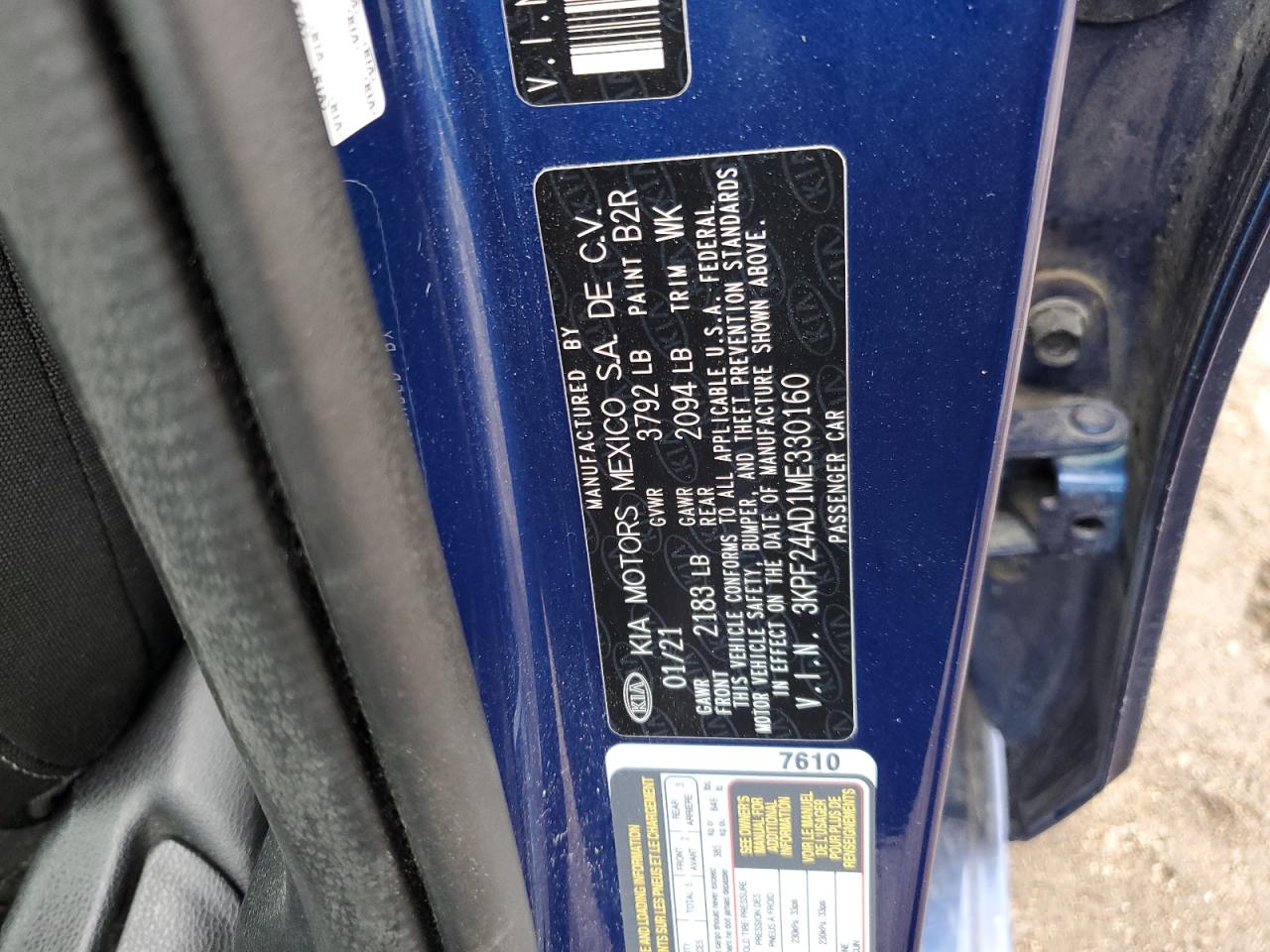 2021 KIA Forte VIN 3KPF24AD1ME330160 Copart auction photo, front end damage thumbnail 12