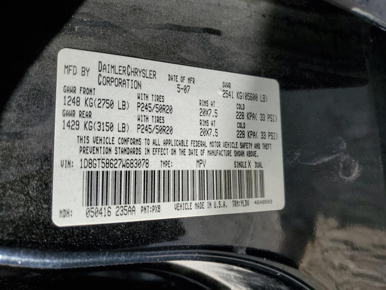 2007 Dodge Nitro VIN 1D8GT58627W683078 Copart auction photo, minor dent/scratches damage thumbnail 13