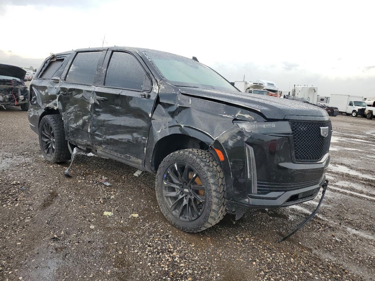 2021 Cadillac Escalade VIN 1GYS4GKL9MR434619 Copart auction photo, side / front end damage thumbnail 4