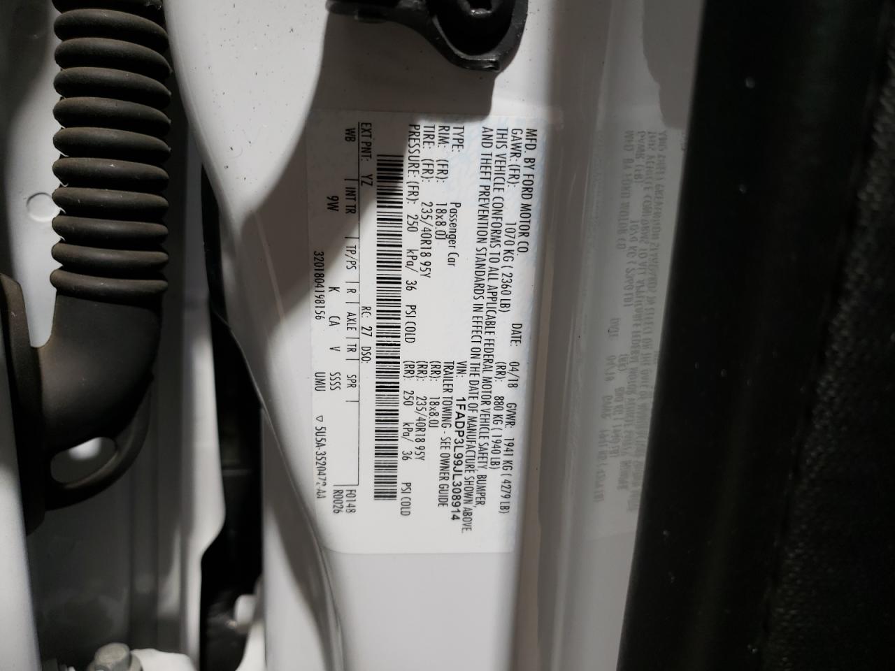 2018 Ford Focus VIN 1FADP3L99JL308914 Copart auction photo, front end damage thumbnail 14