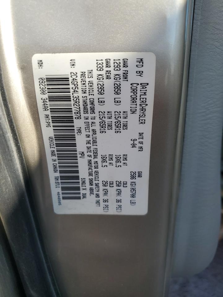 2005 Chrysler Town & Country VIN 2C4GP54L35R277878 Copart auction photo, front end / mechanical damage thumbnail 14