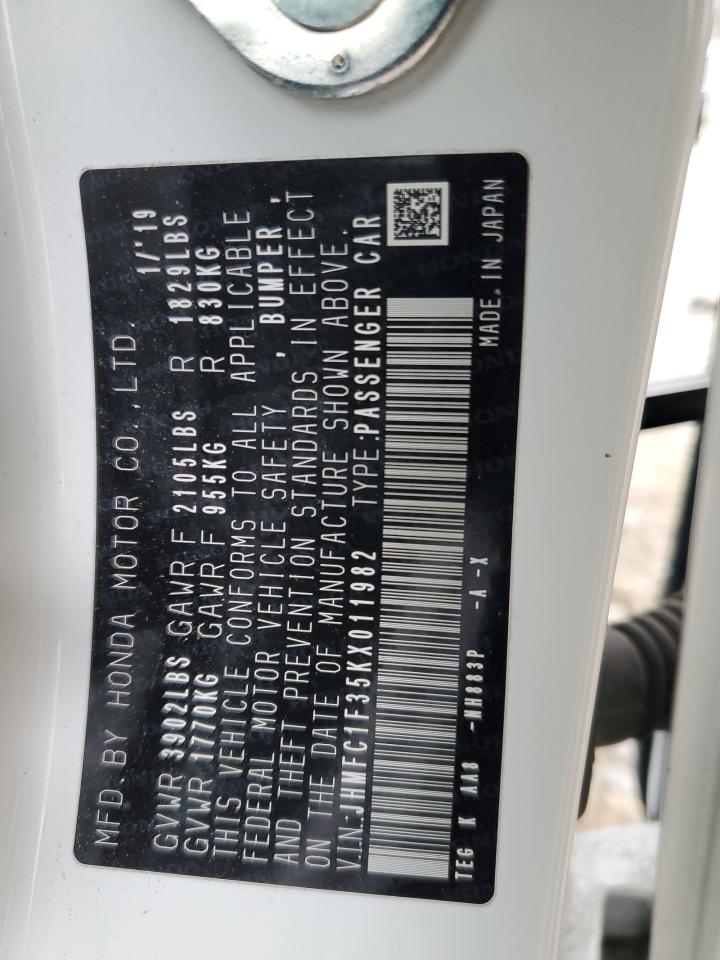 2019 Honda Civic VIN JHMFC1F35KX011982 Copart auction photo, front end damage thumbnail 13