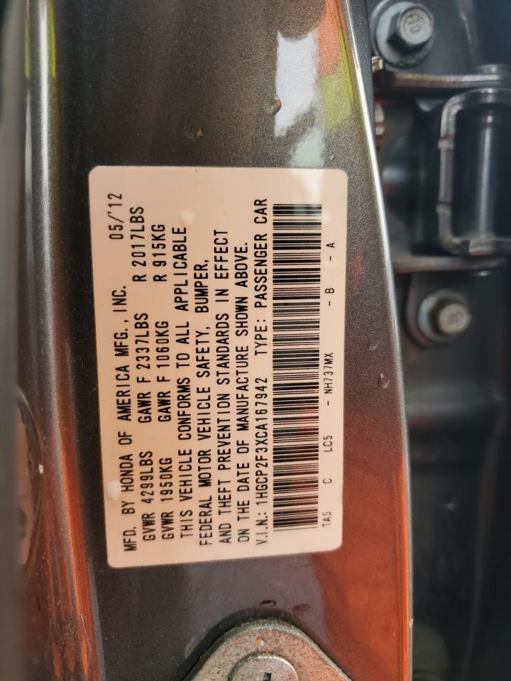 2012 Honda Accord VIN 1HGCP2F3XCA167942 Copart auction photo, side damage thumbnail 14