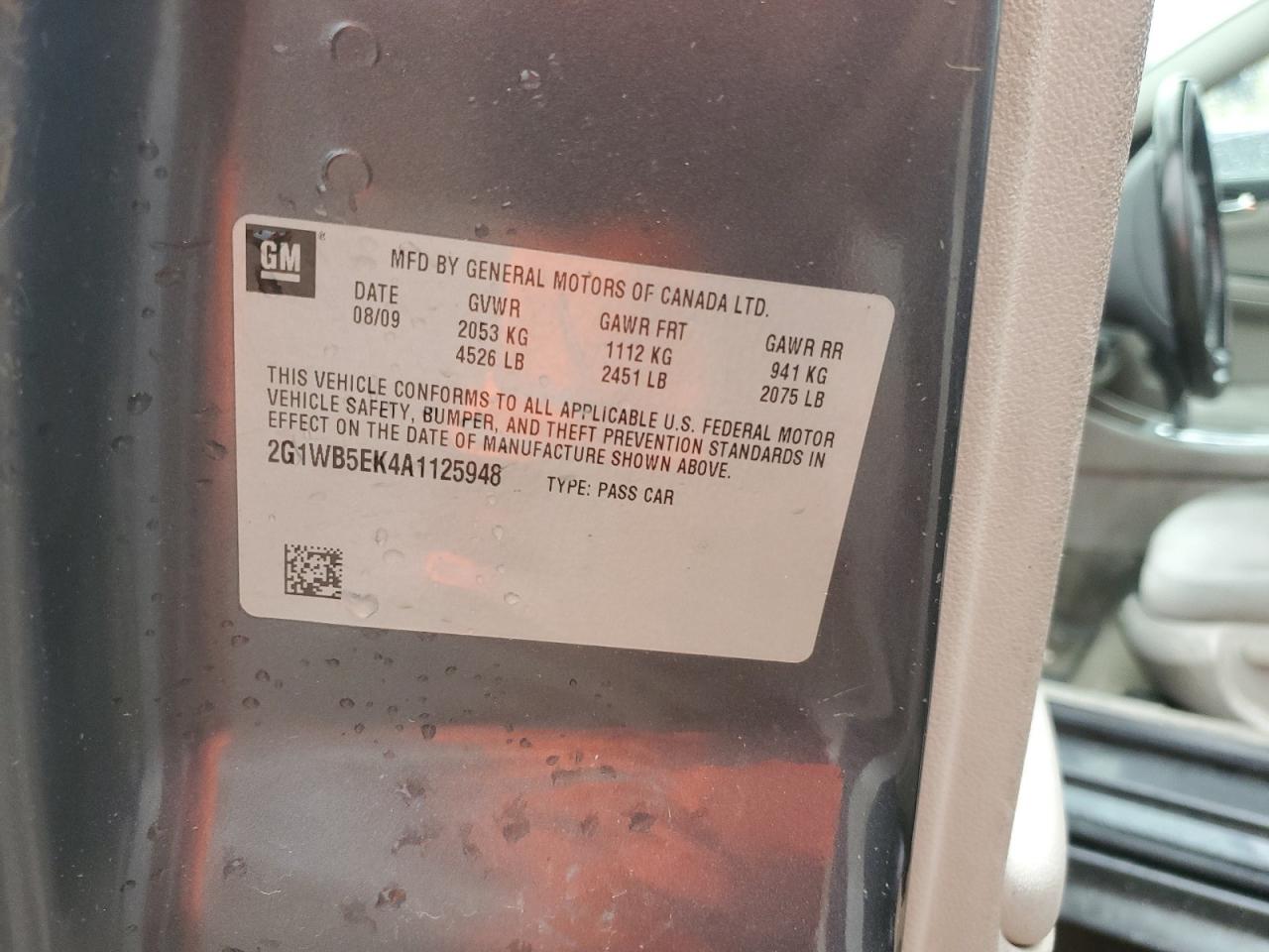 2010 Chevrolet Impala VIN 2G1WB5EK4A1125948 Copart auction photo, front end damage thumbnail 12