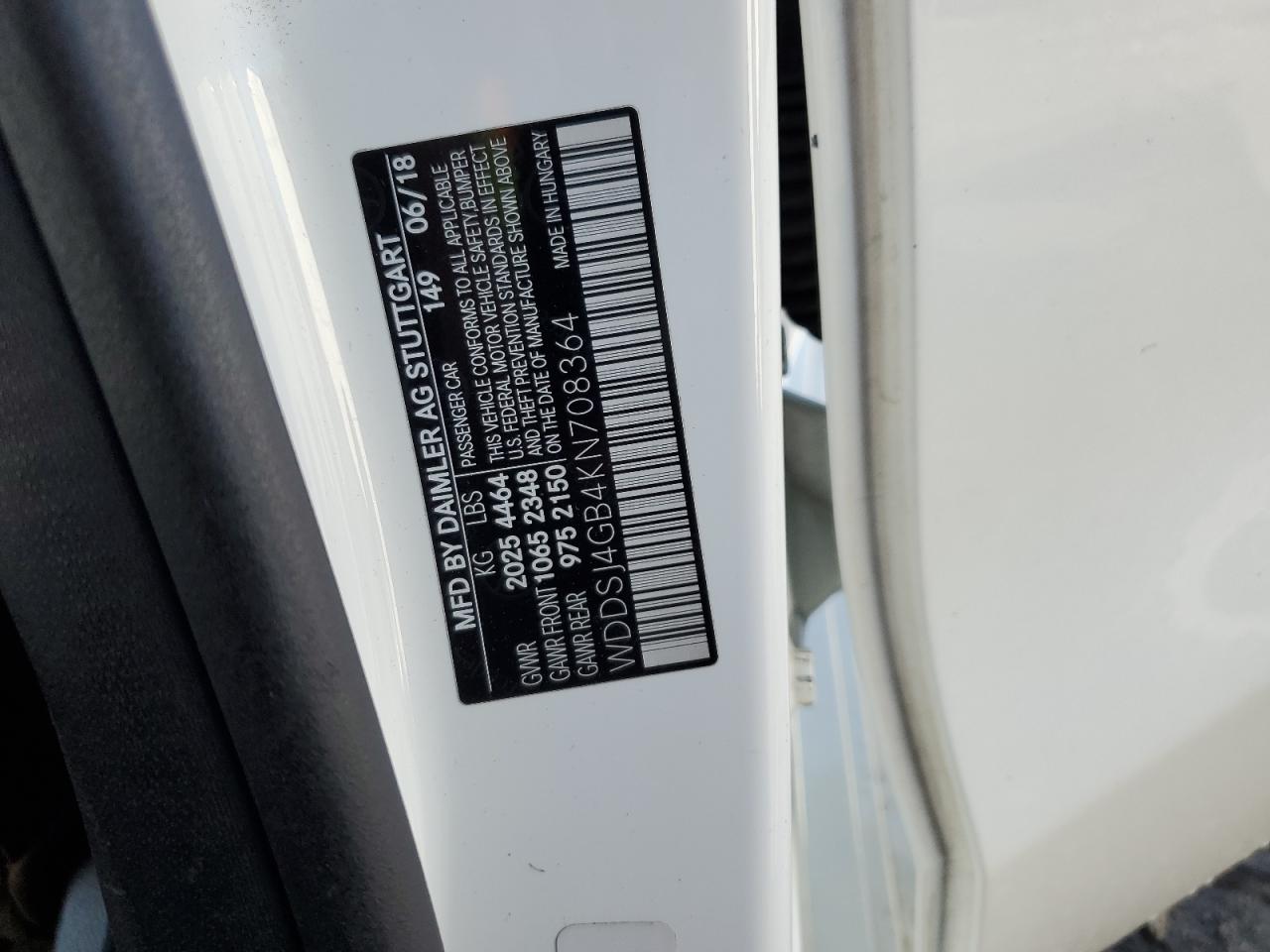 2019 Mercedes-Benz CLA-klasse VIN WDDSJ4GB4KN708364 Copart auction photo, mechanical damage thumbnail 12