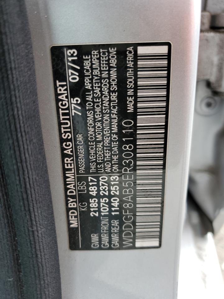 2014 Mercedes-Benz C-klasse VIN WDDGF8AB5ER308110 Copart auction photo, front end / minor dent/scratches damage thumbnail 13