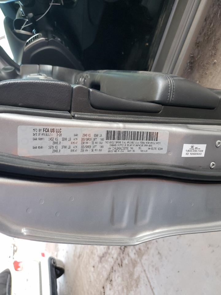 2020 Jeep Grand Cherokee VIN 1C4RJEAGXLC337761 Copart auction photo, side / rear end damage thumbnail 13
