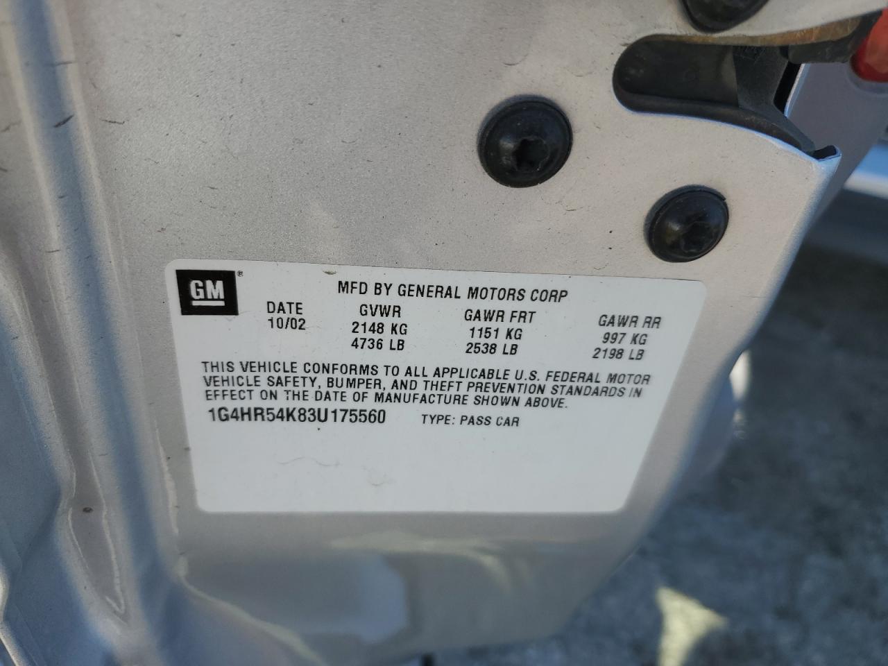 2003 Buick LeSabre VIN 1G4HR54K83U175560 Copart auction photo, all over damage thumbnail 13