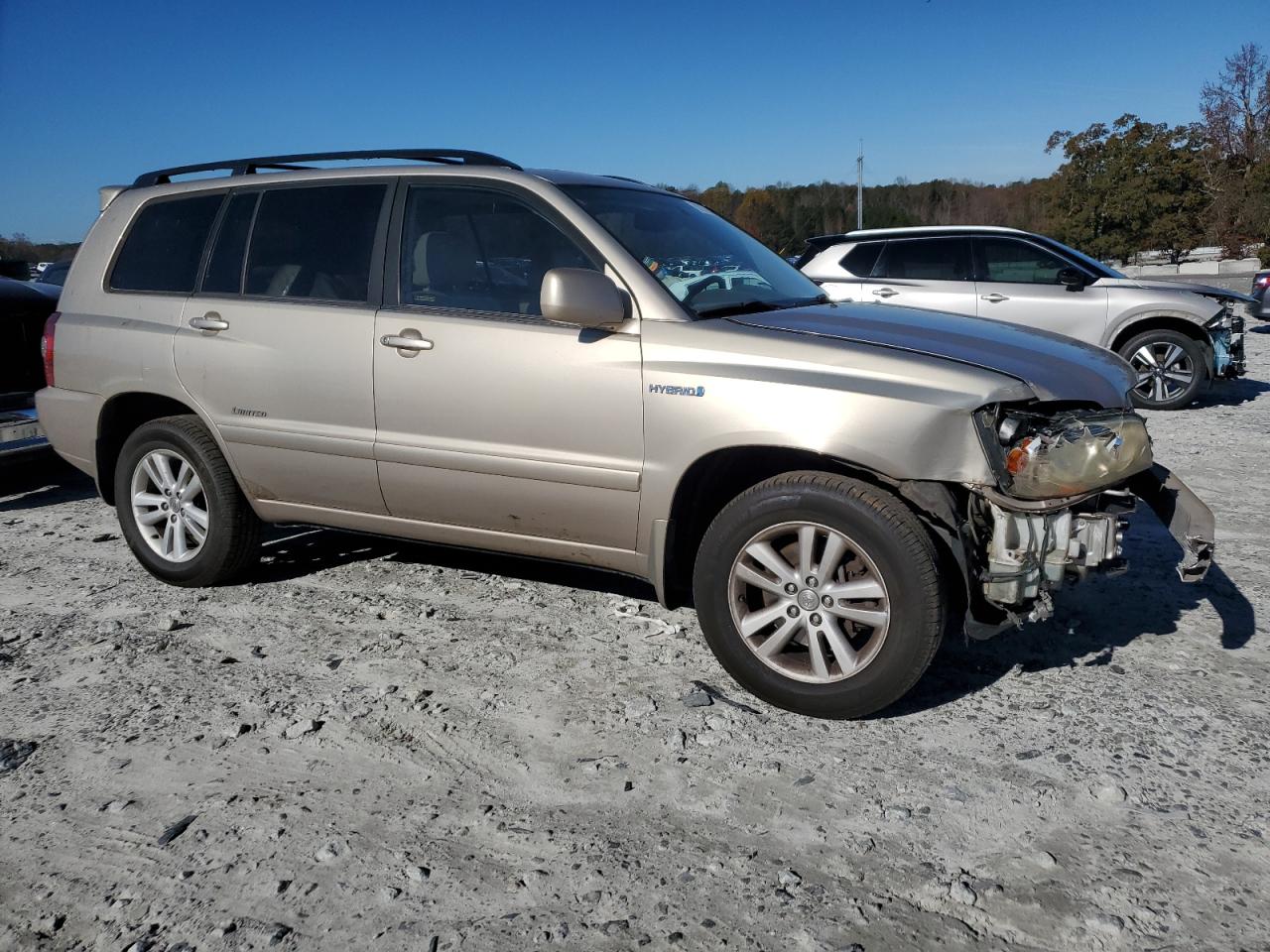 2007 Toyota Highlander VIN JTEEW21A770045773 Copart auction photo, front end / side damage thumbnail 4