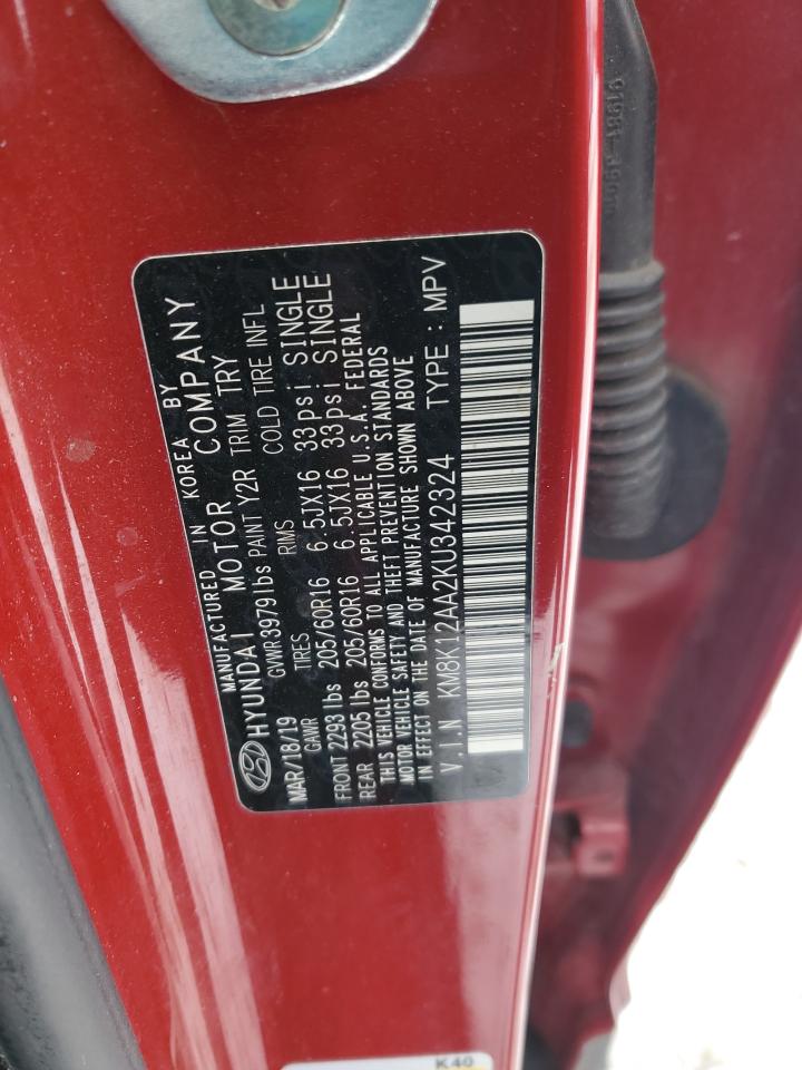 2019 Hyundai Kona VIN KM8K12AA2KU342324 Copart auction photo, front end damage thumbnail 15