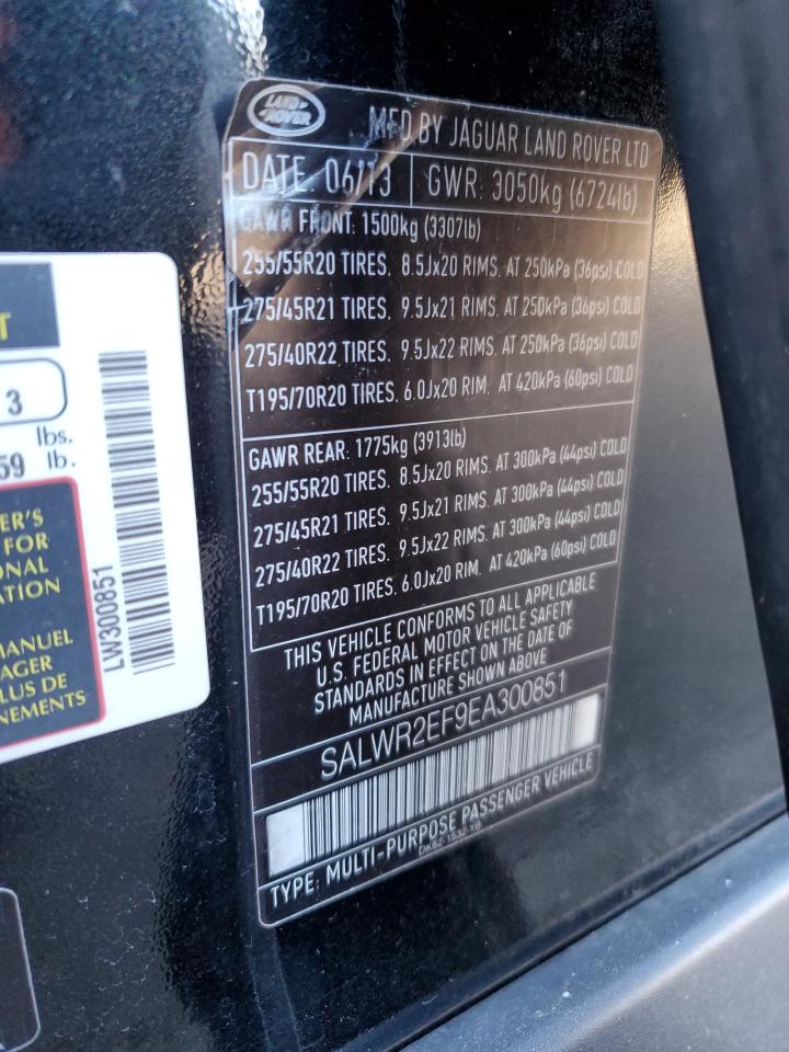 2014 Land Rover Range Rover VIN SALWR2EF9EA300851 Copart auction photo, side damage thumbnail 16