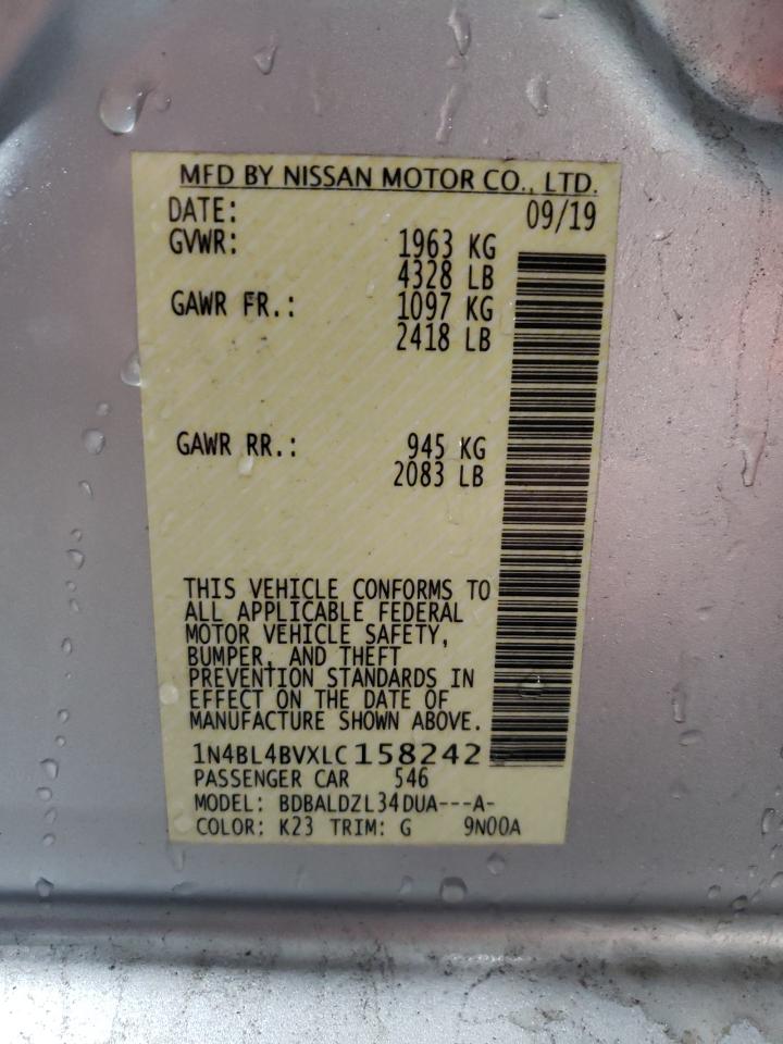 2020 Nissan Altima VIN 1N4BL4BVXLC158242 Copart auction photo, front end damage thumbnail 12