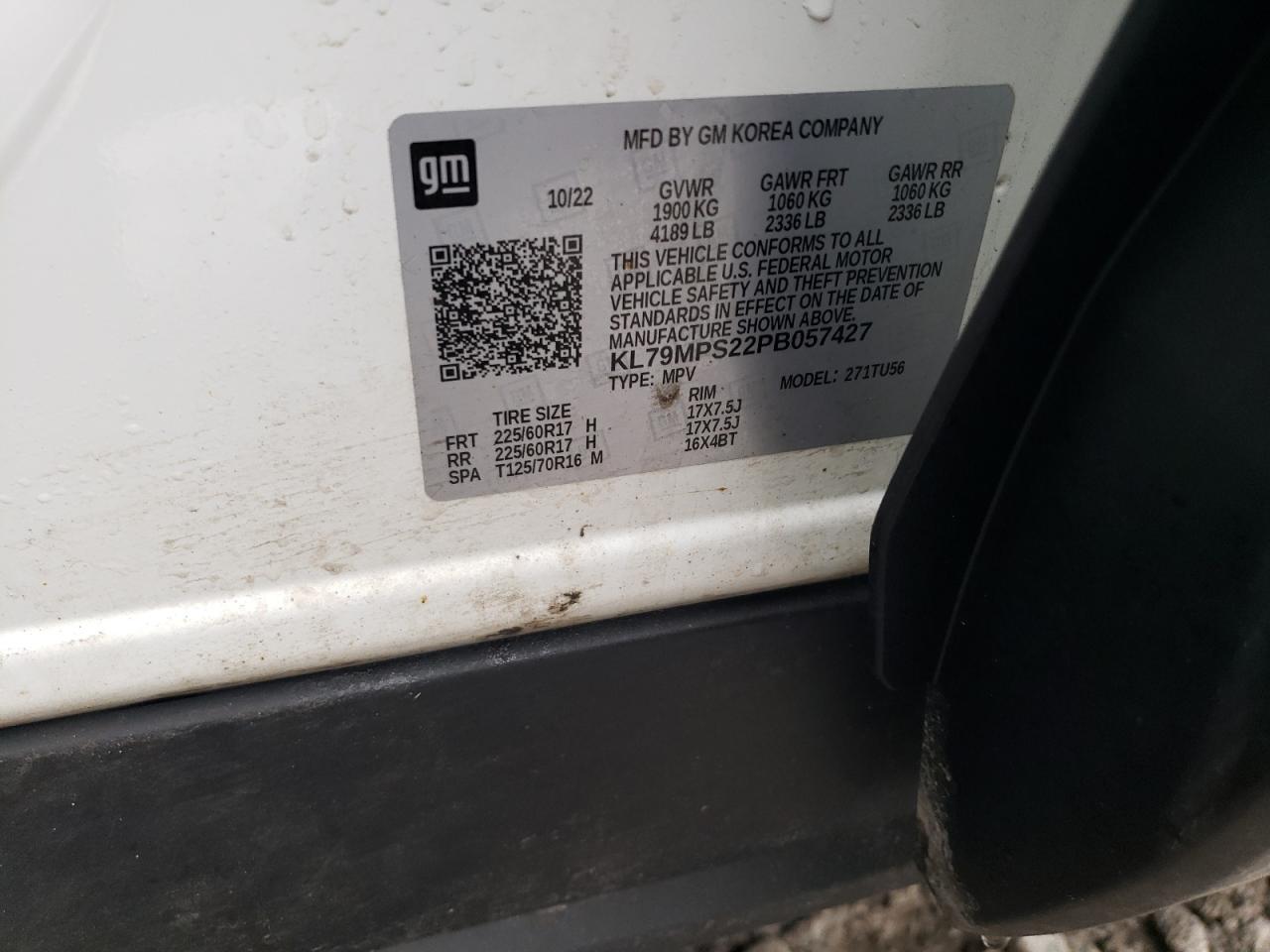 2023 Chevrolet TrailBlazer VIN KL79MPS22PB057427 Copart auction photo, front end damage thumbnail 15